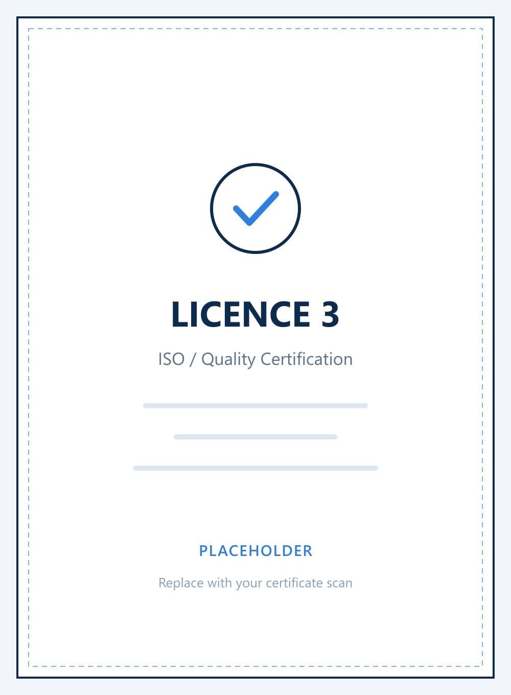 Licence 3 — One line describing what this certificate covers.